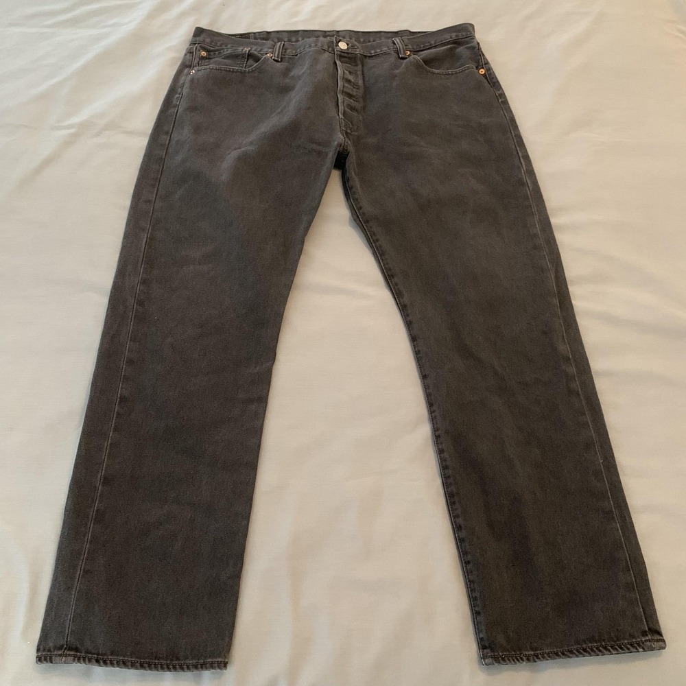 Levis 501 Jeans Denim Mens‎ 42x32 Black  Straight Leg Button Fly Original Fit